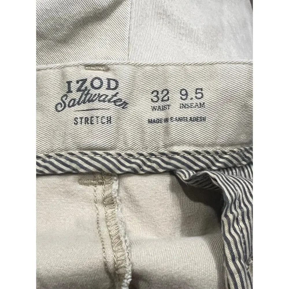 Izod Mens Shorts Size 32 Khaki Stretch HAS STAIN (A86)